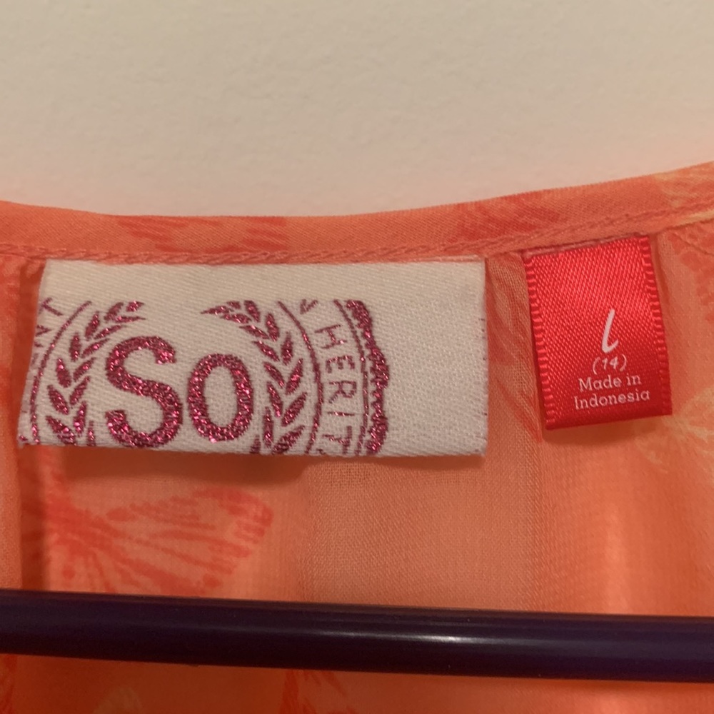 Kohls SO Orange blouse with Butterflies - Picture 4 of 4
